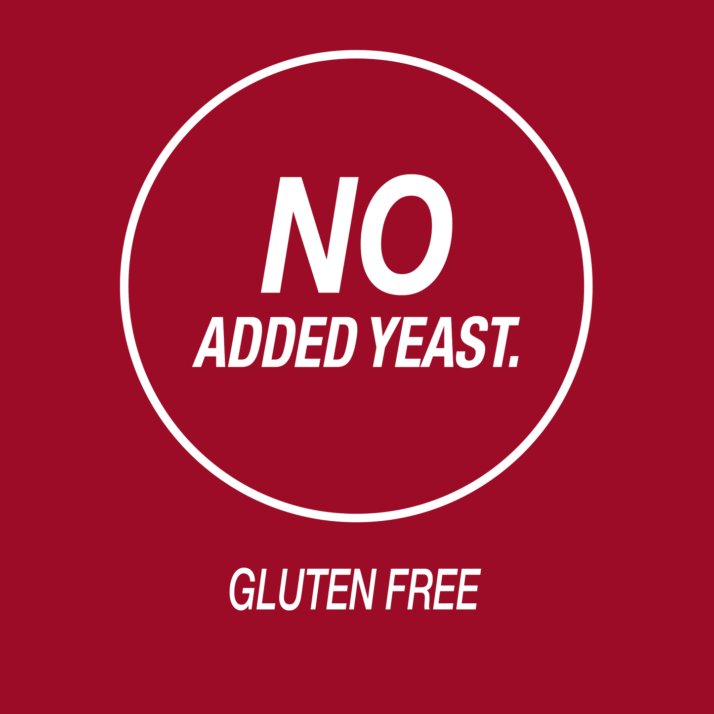 A graphic image with the words no added yeast and gluten free.