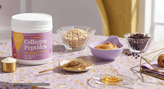 Creatine Powder surrounded with other protein-rich food.