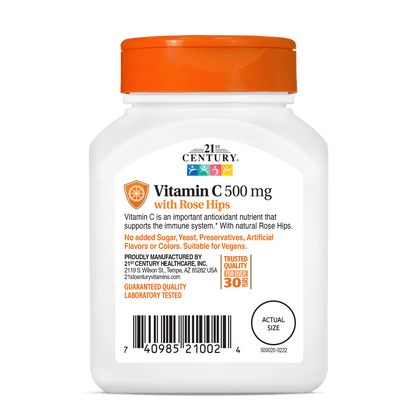 Vitamin C 500 mg with Rose Hips - back