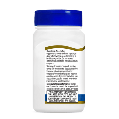 Left side bottle view of 21st Century Norwegian Cod Liver Oil 400 mg softgels.