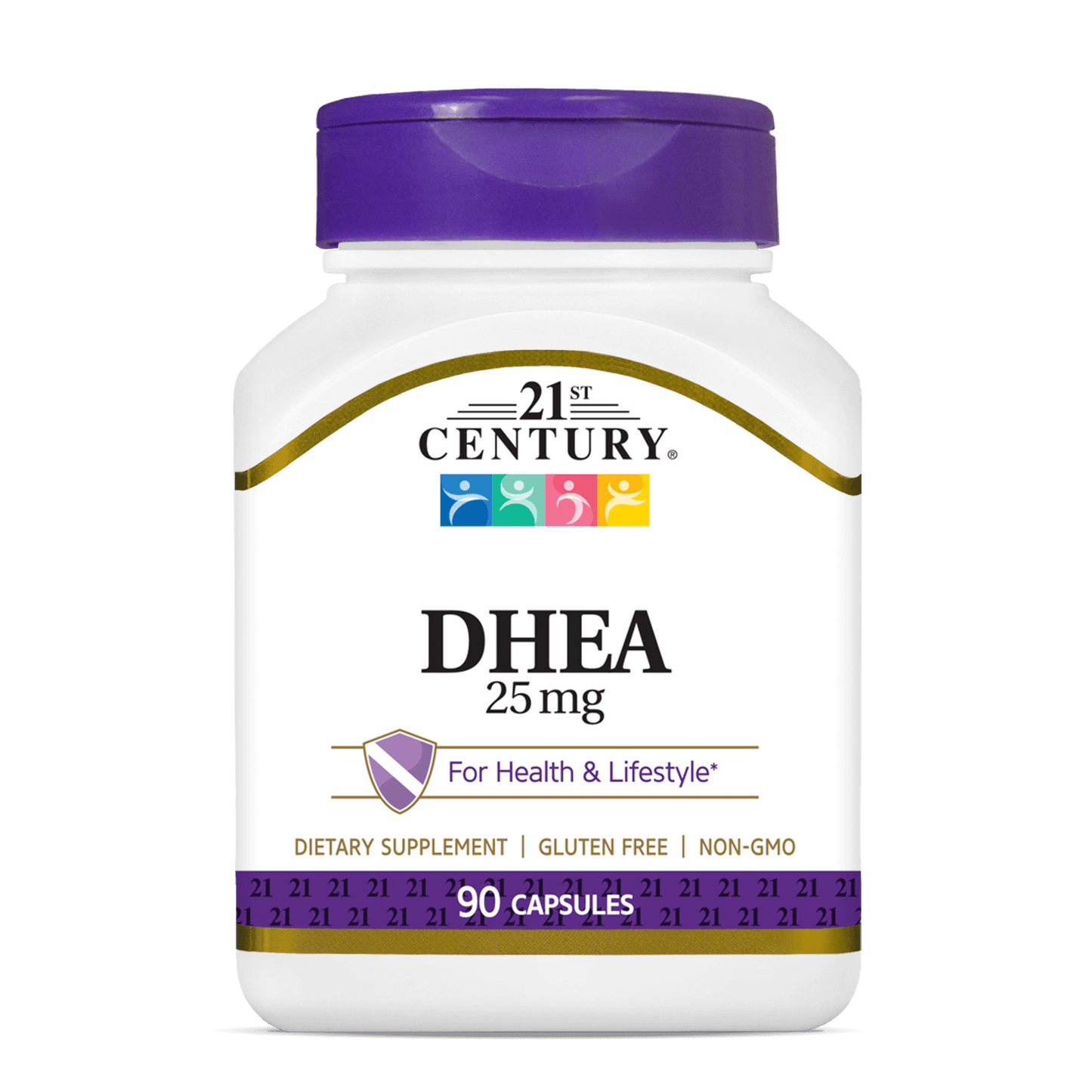 A bottle of 21st Century DHEA 25 mg capsules.