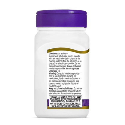 Left side bottle view of 21st Century DHEA 25 mg capsules.