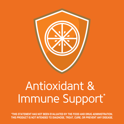 Antioxidant and immune support claim with antioxidant graphic icon.