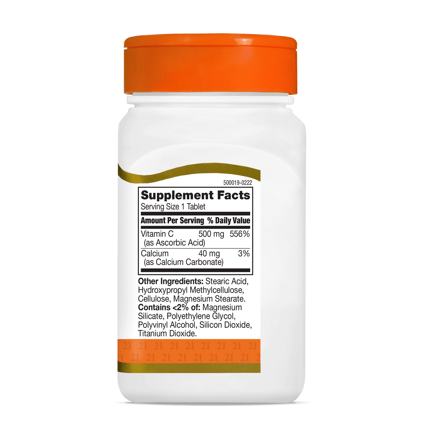 Right side bottle view of 21st Century Vitamin C 500 mg prolonged release tablets.