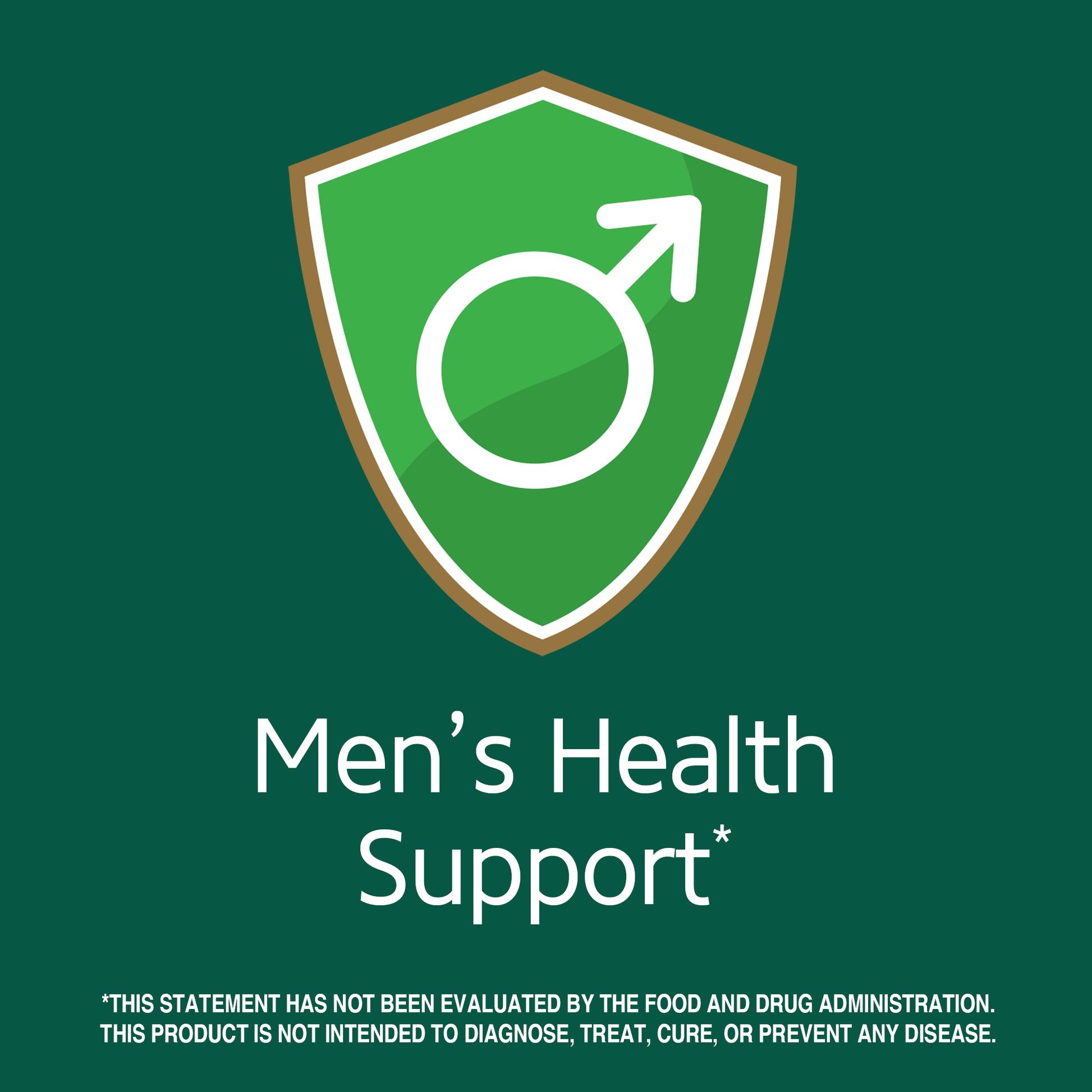 Men's health support claim with men's graphic icon.