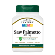 A bottle of 21st Century Saw Palmetto 450 mg vegetarian capsules.