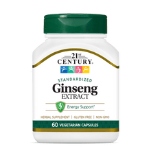 A bottle of 21st Century Ginseng Extract vegetarian capsules.