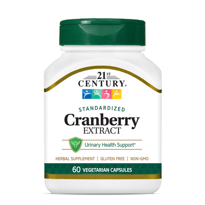 A bottle of 21st Century Cranberry Extract vegetarian capsules.