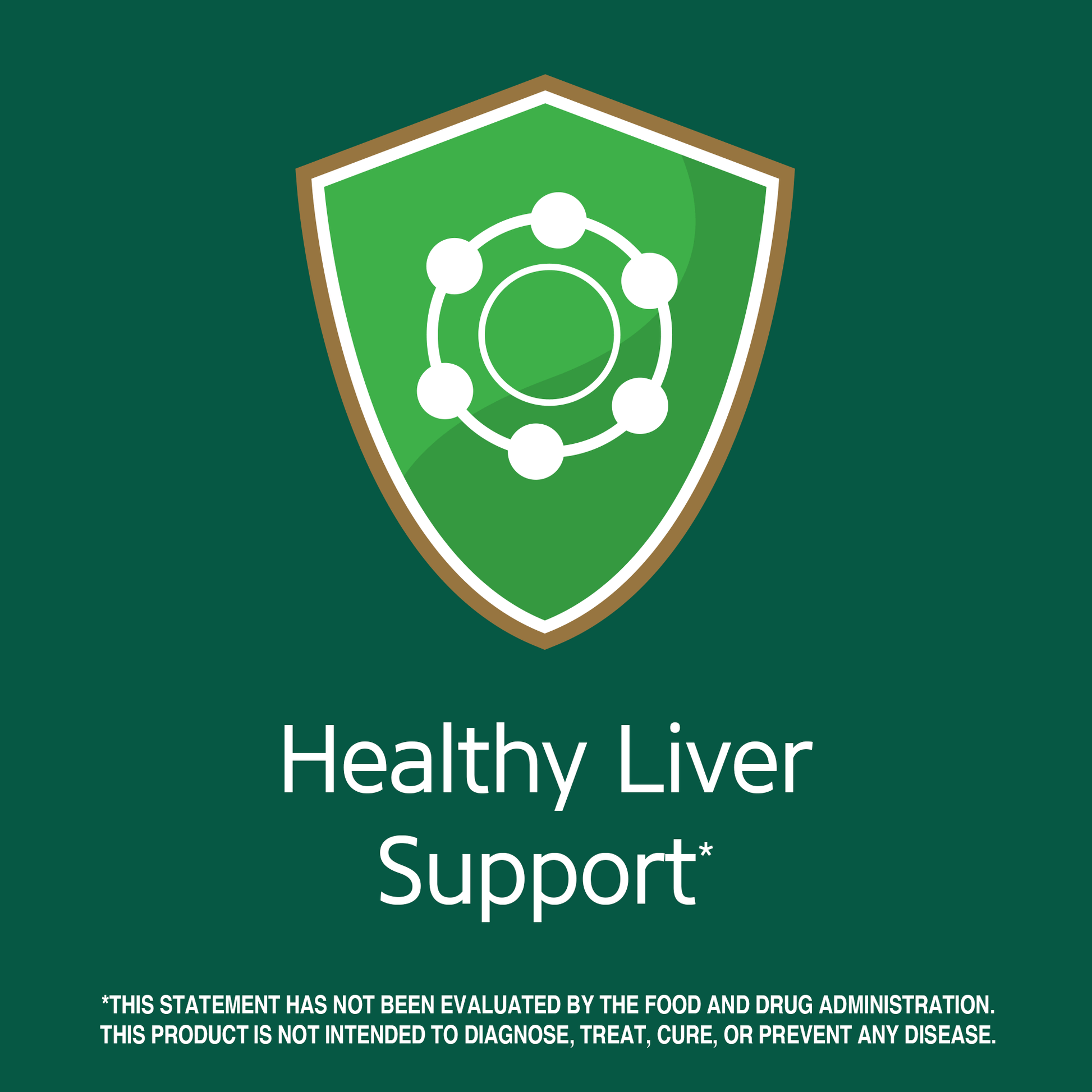 Healthy liver support claim with antioxidant graphic icon.