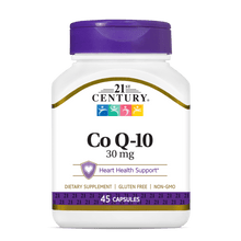 A bottle of 21st Century Co Q-10 30 mg capsules.