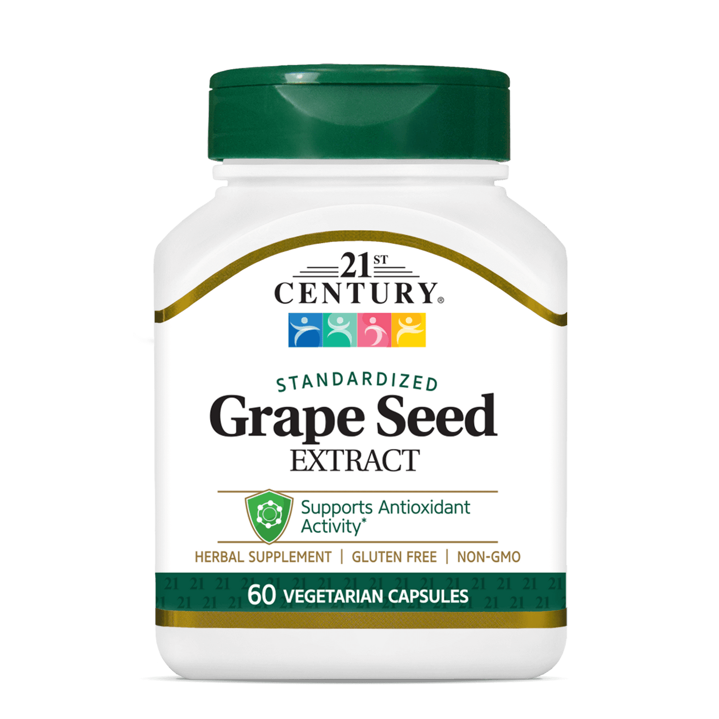A bottle of 21st Century Grape Seed Extract vegetarian capsules.