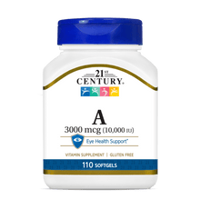 A bottle of 21st Century Vitamin A 3000 mcg softgels.