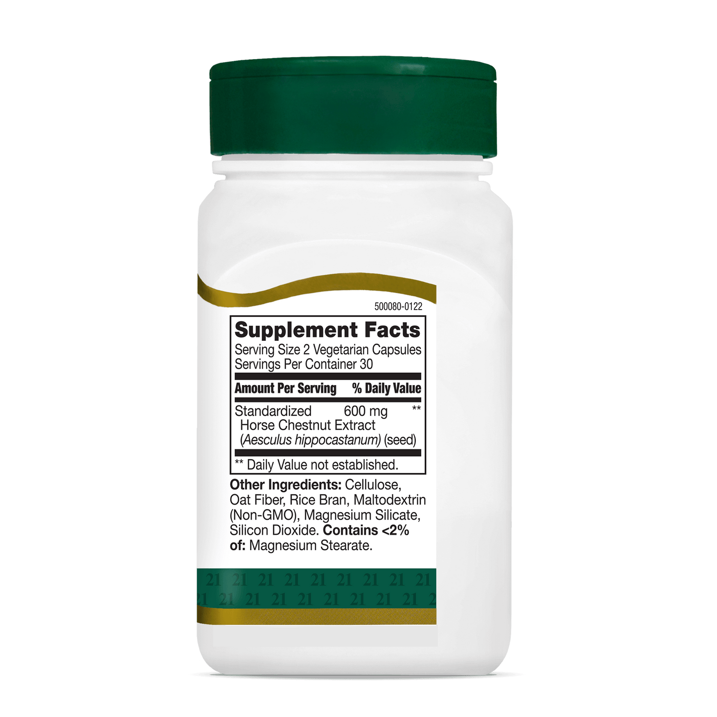 Right side bottle view of 21st Century Horse Chestnut Extract vegetarian capsules.