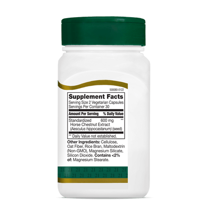 Right side bottle view of 21st Century Horse Chestnut Extract vegetarian capsules.