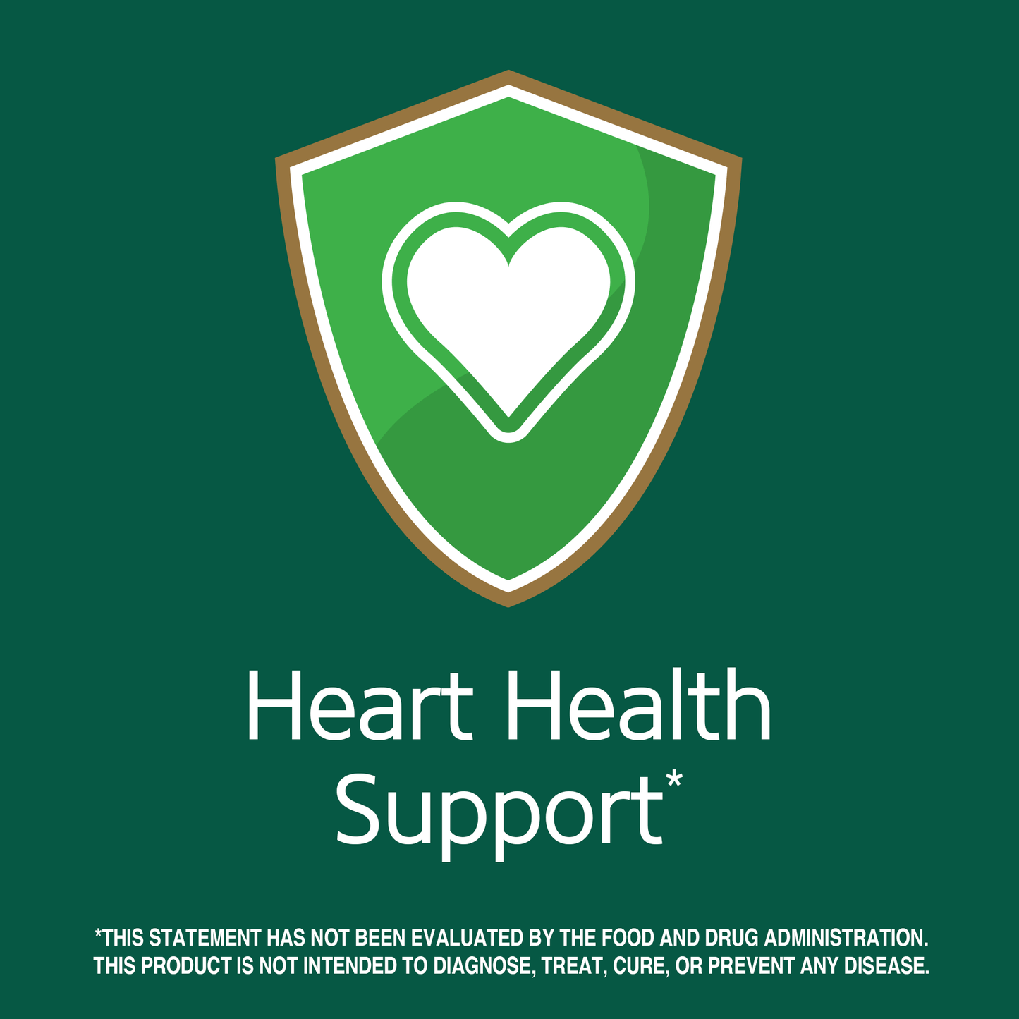 Heart health support claim with heart graphic icon.