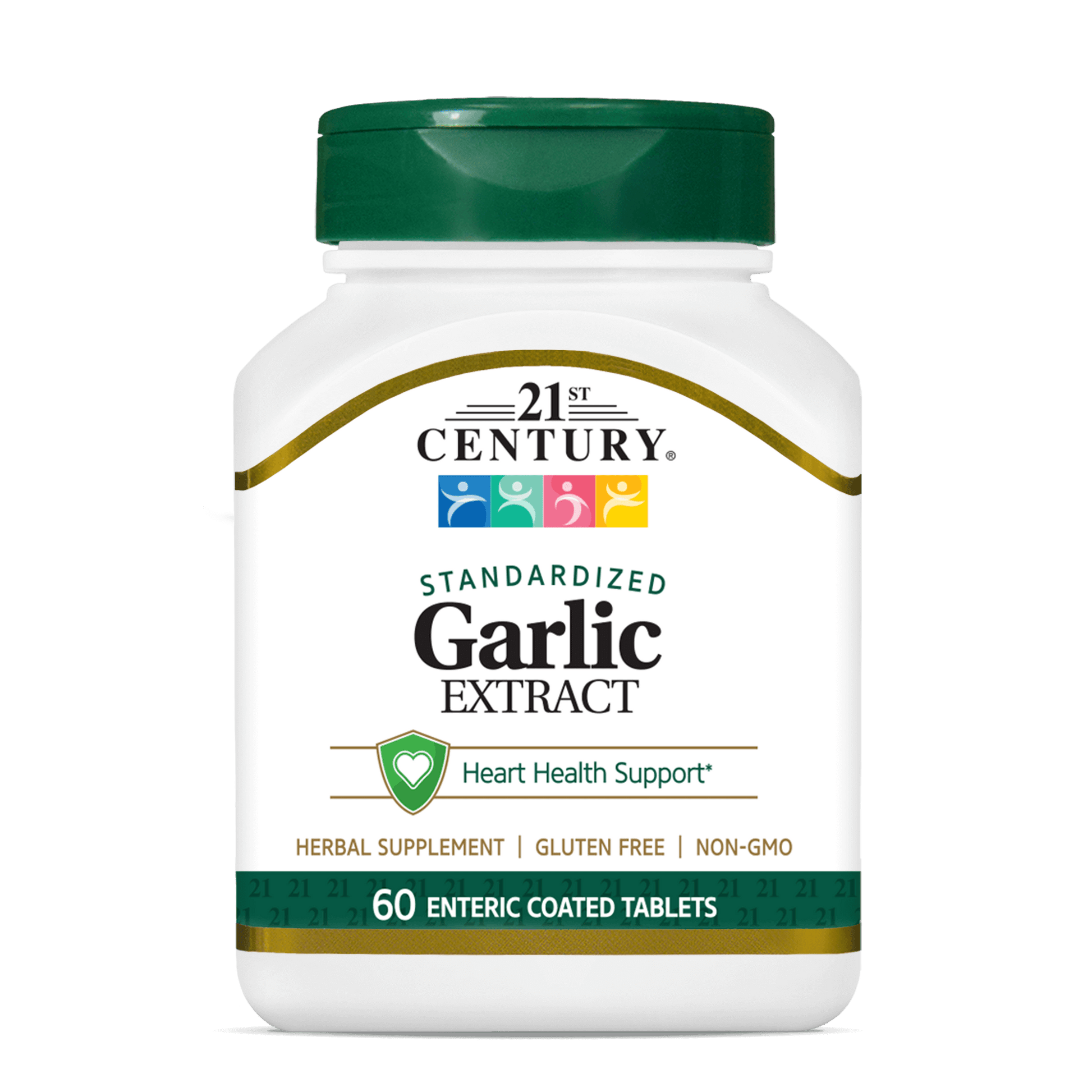 A bottle of 21st Century Garlic Extract enteric coated tablets.