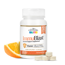 21st Century ImmuBlast immune support supplement bottle with orange slices on a white background