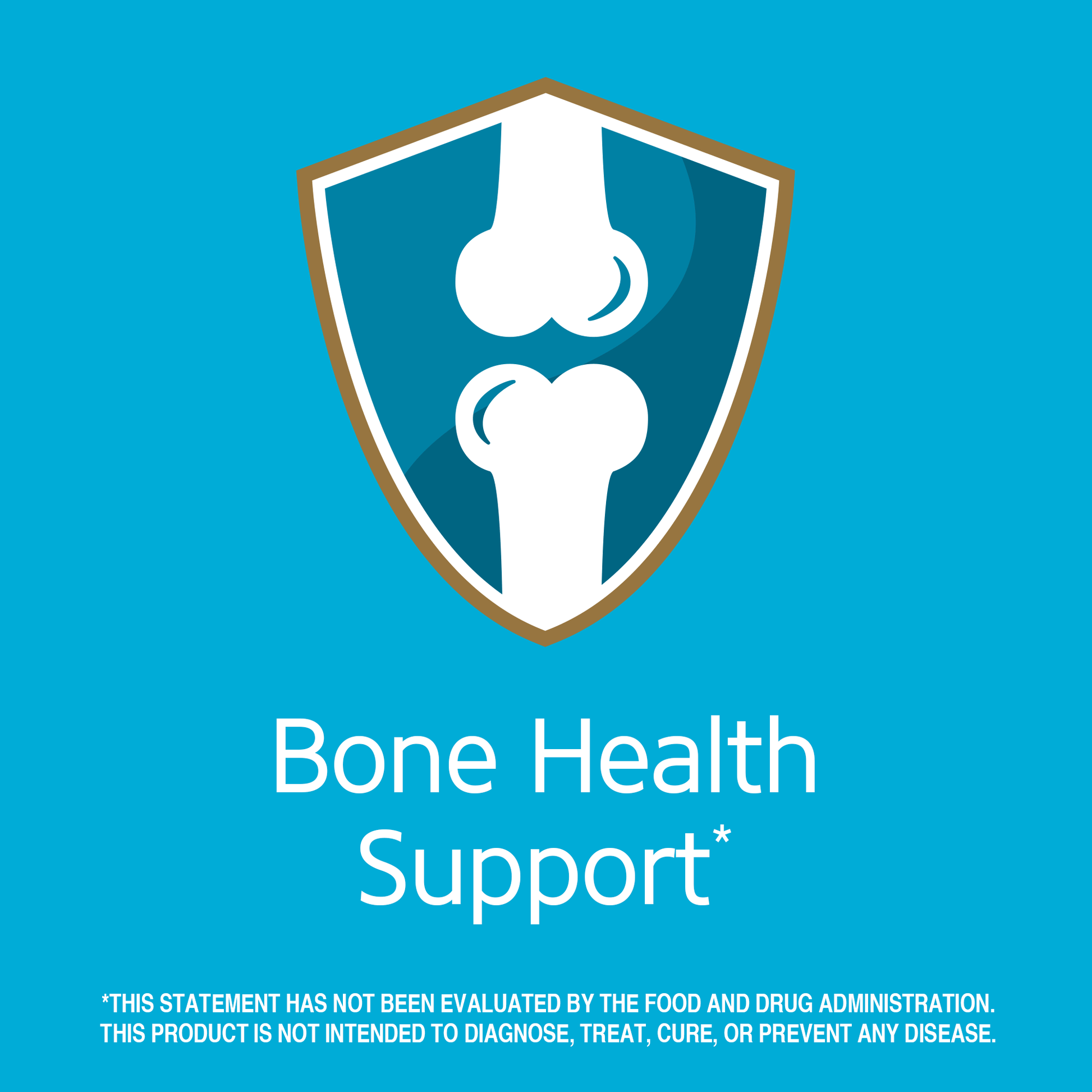 Bone health support claim with bone graphic icon.