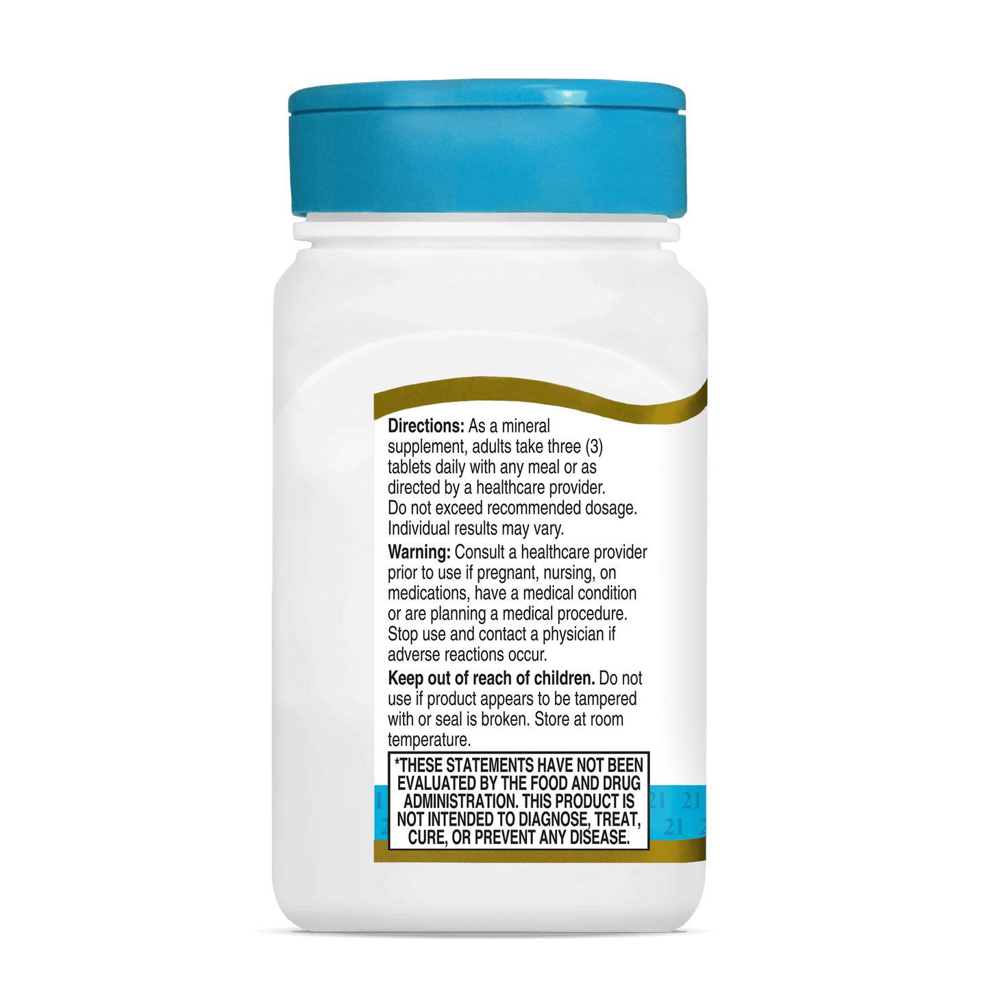 Left side bottle view of 21st Century Calcium Magnesium Zinc plus D3 tablets.