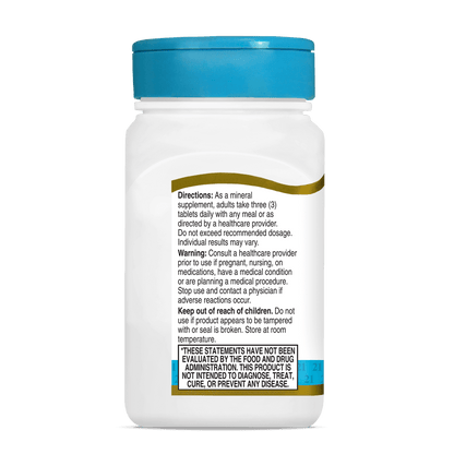Left side bottle view of 21st Century Calcium Magnesium Zinc plus D3 tablets.