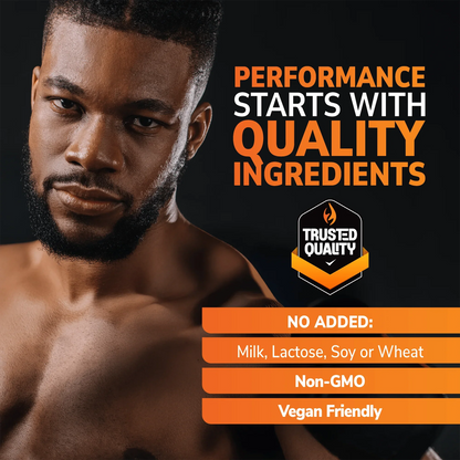 Man with Smart Ingredients branding on a blue background and No Added info