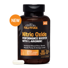 A bottle of 21st Century Full Fuel 365 Nitric Oxide Performance with L-Arginine capsules.