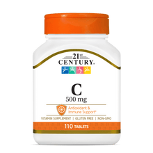 A bottle of 21st Century Vitamin C 500 mg tablets.