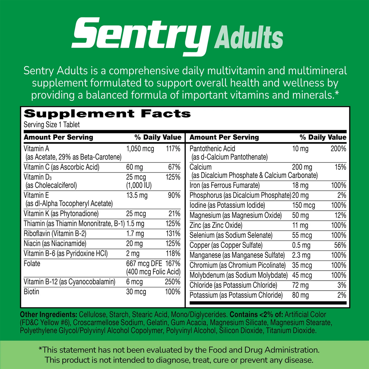 Sentry Adults Multivitamin | 21st Century Vitamins – 21st Century Vitamins