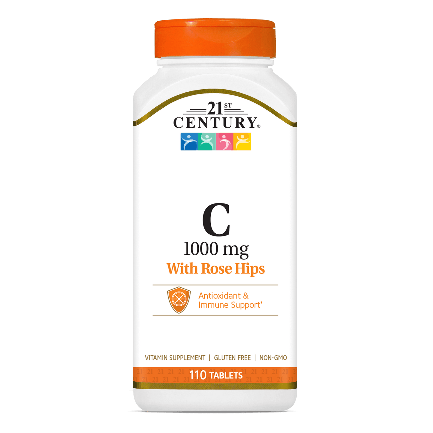A bottle of 21st Century Vitamin C 1000 mg with Rose Hips tablets.