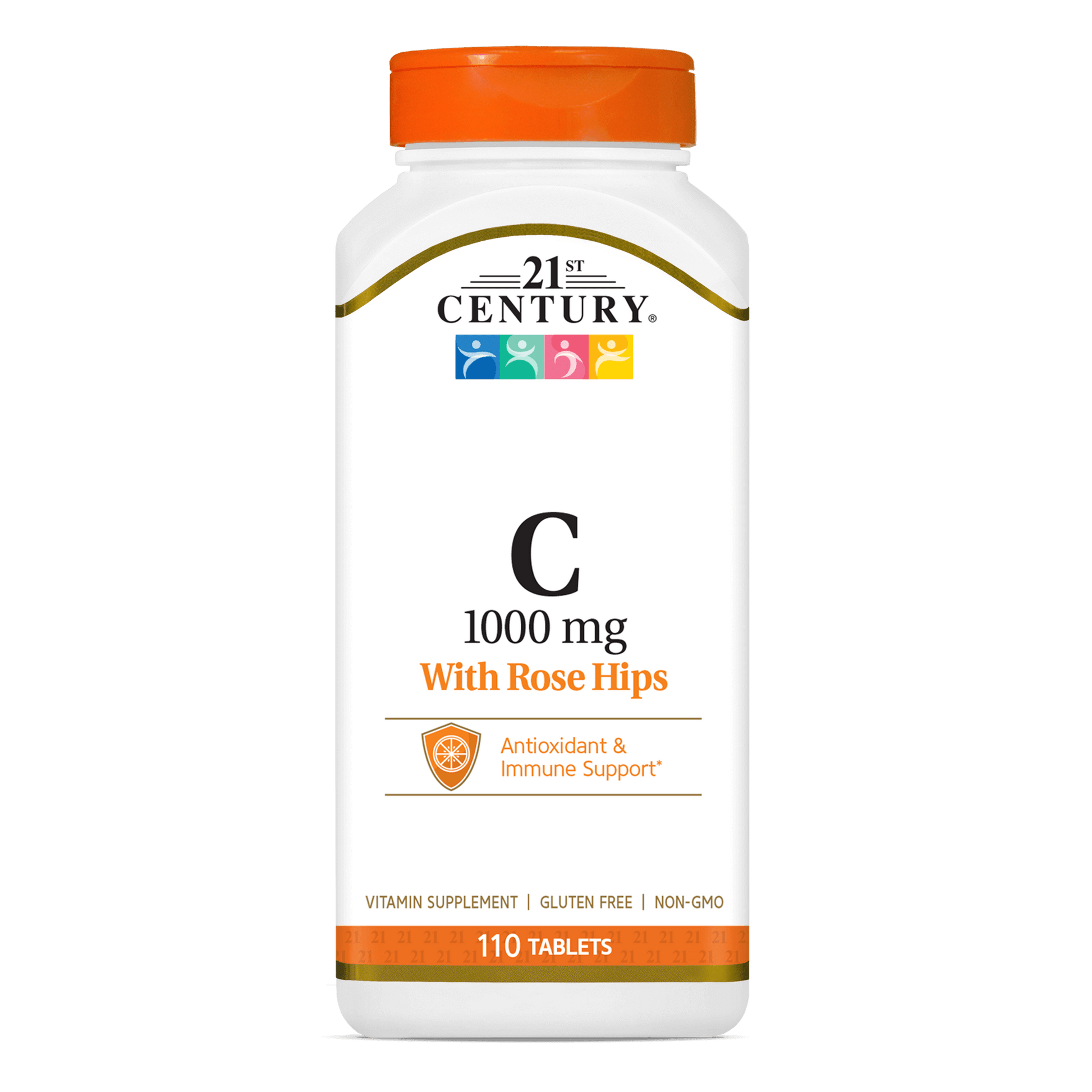 A bottle of 21st Century Vitamin C 1000 mg with Rose Hips tablets.