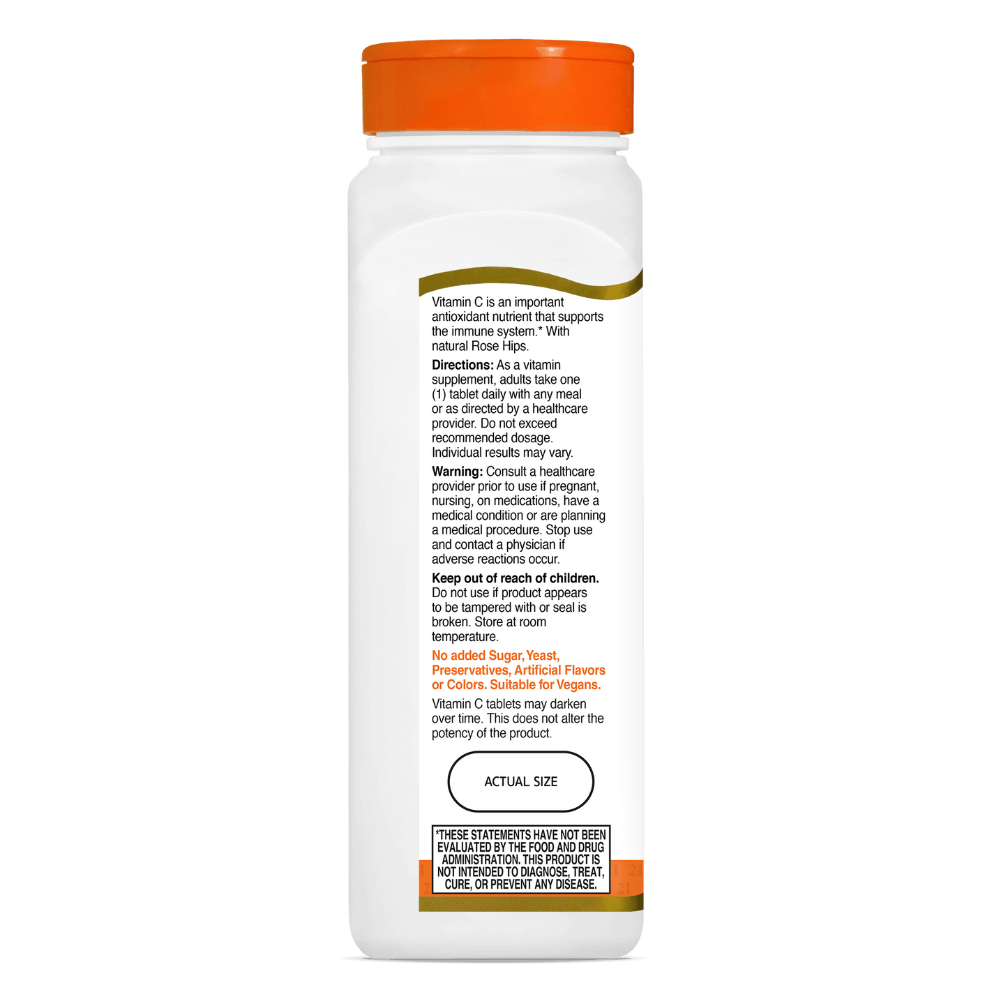 Left side bottle view of 21st Century Vitamin C 1000 mg with Rose Hips tablets.