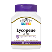 A bottle of 21st Century Lycopene 25 mg tablets.
