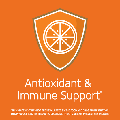 Antioxidant and immune support claim with antioxidant graphic icon.