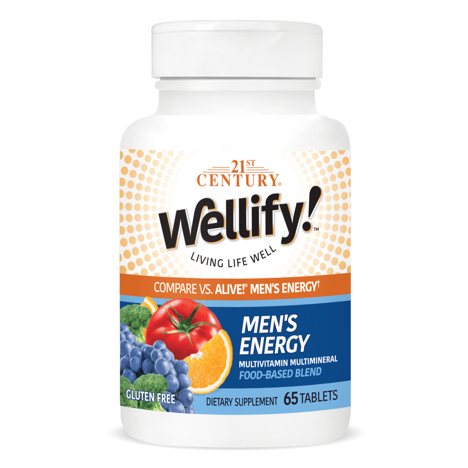 A bottle of 21st Century Wellify Men's Energy tablets.