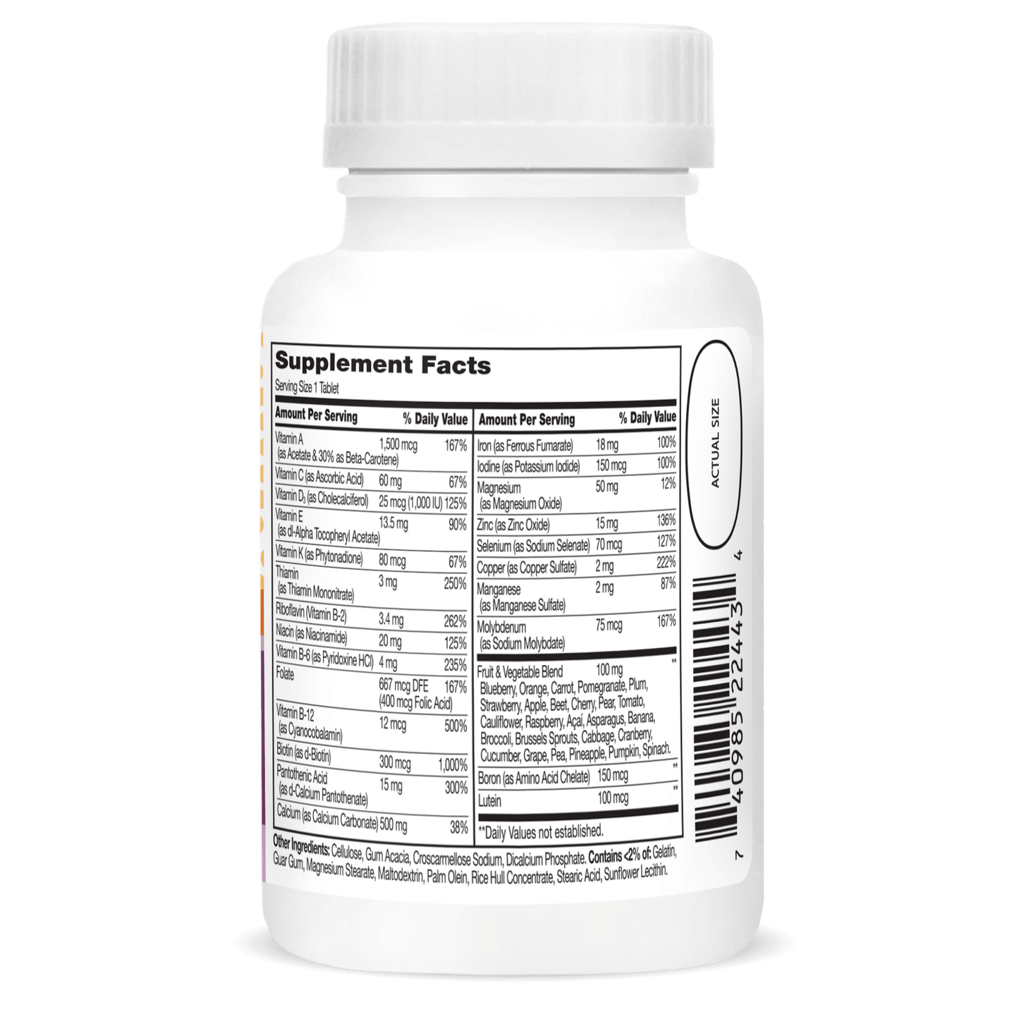 Right side bottle view of 21st Century Wellify Women's Energy tablets.
