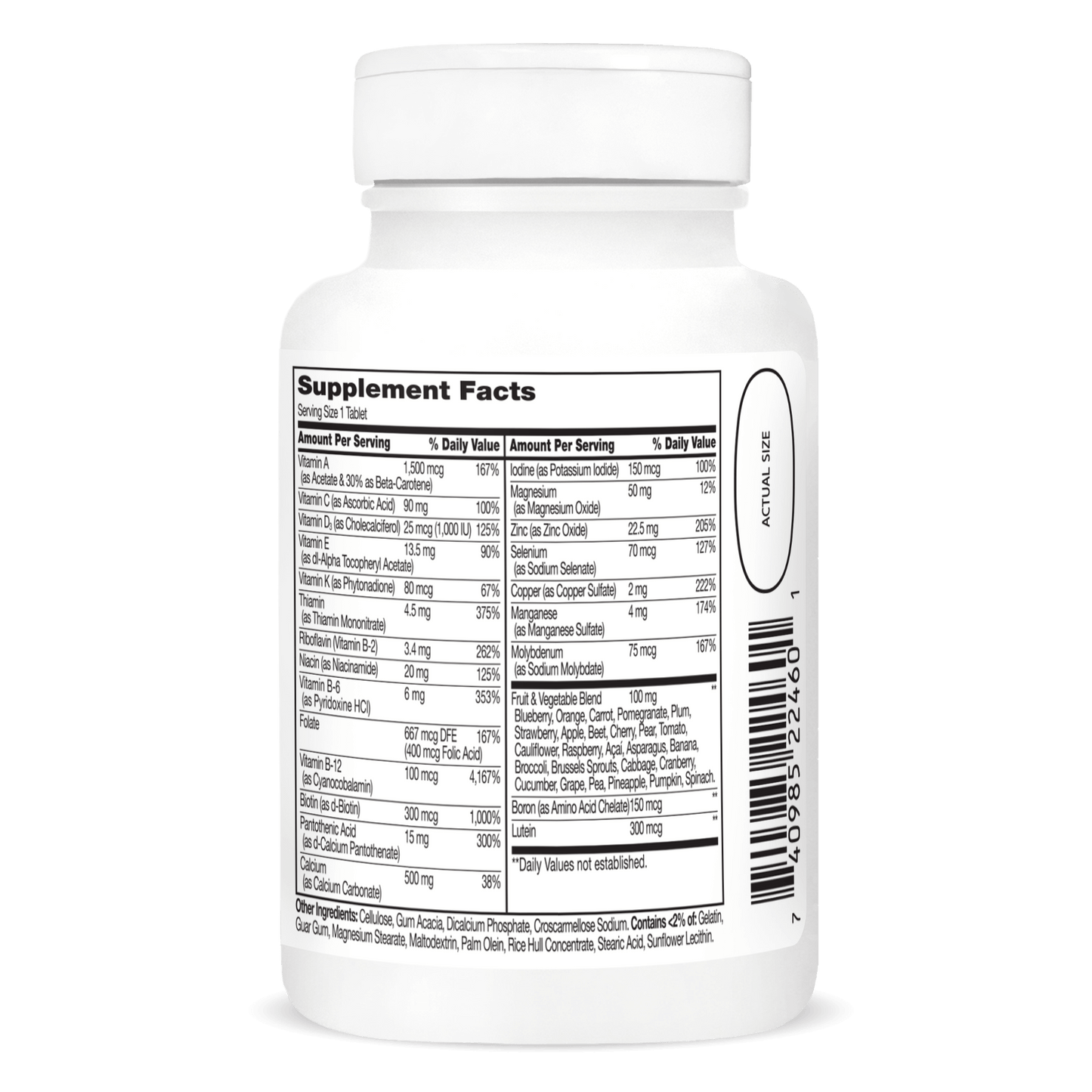 Right side bottle view of 21st Century Wellify Women's 50+ tablets.