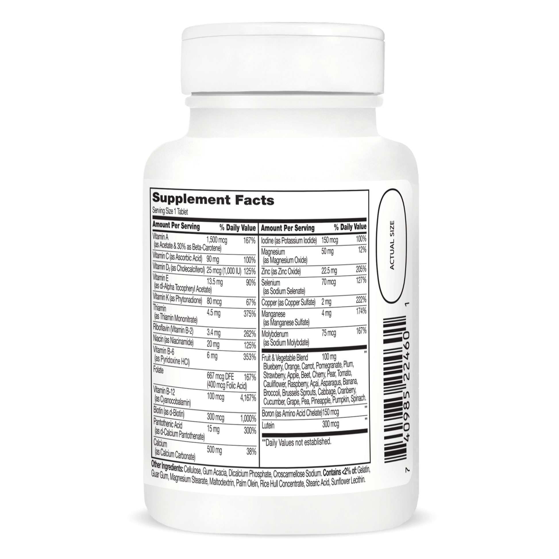 Right side bottle view of 21st Century Wellify Women's 50+ tablets.