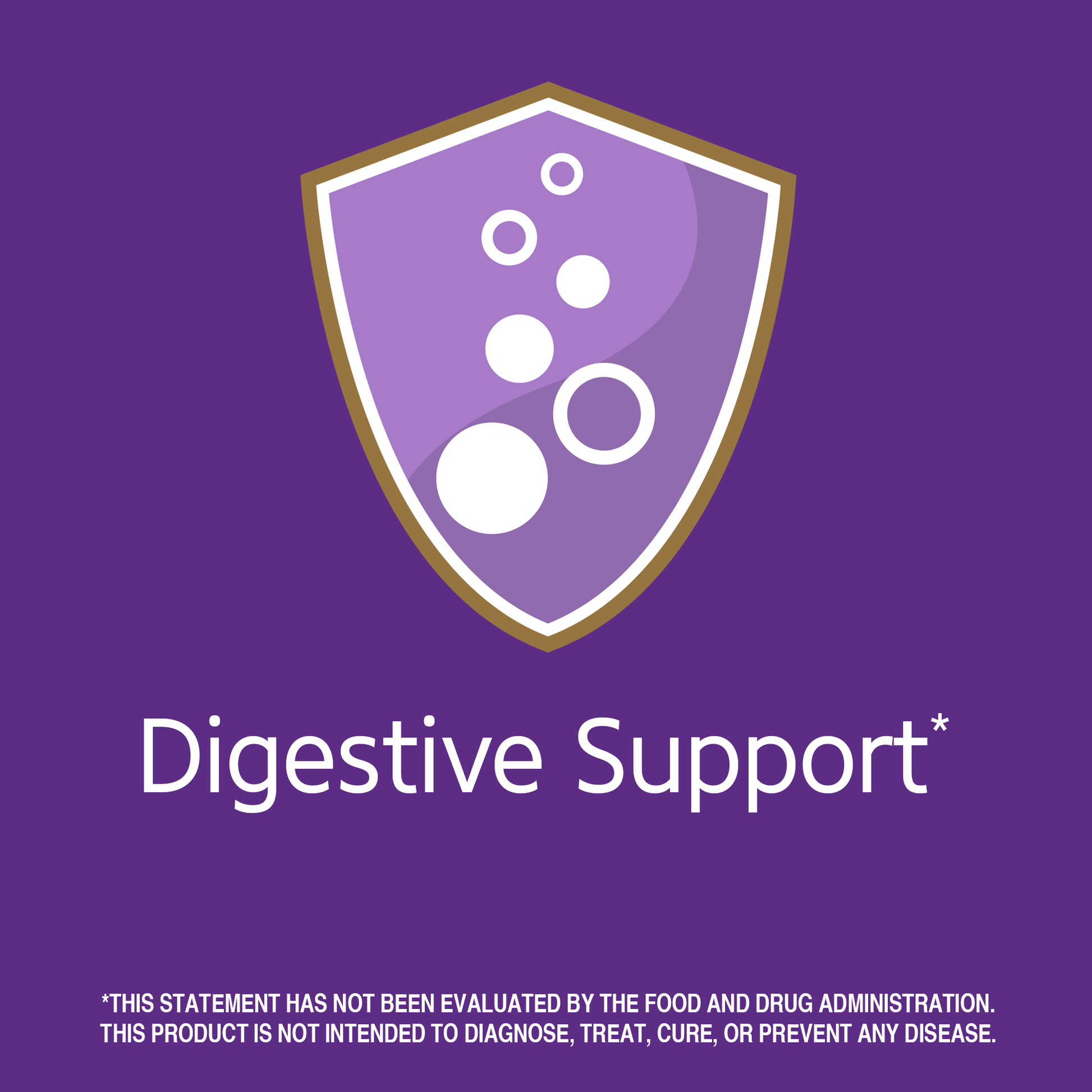 Digestive support claim with digestive graphic icon.