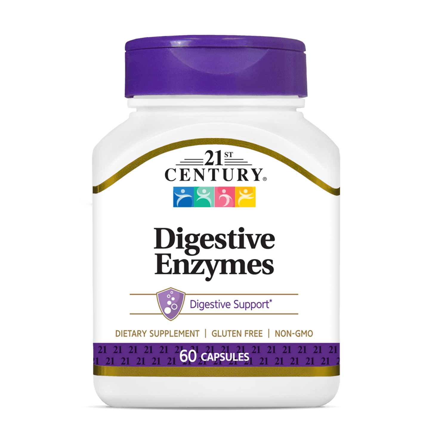 A bottle of 21st Century Digestive Enzymes capsules.