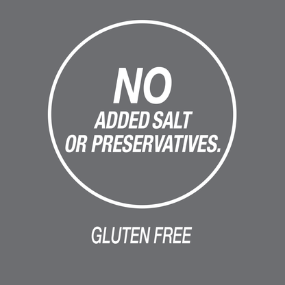A graphic icon with the words no added salt or preservatives and gluten free.
