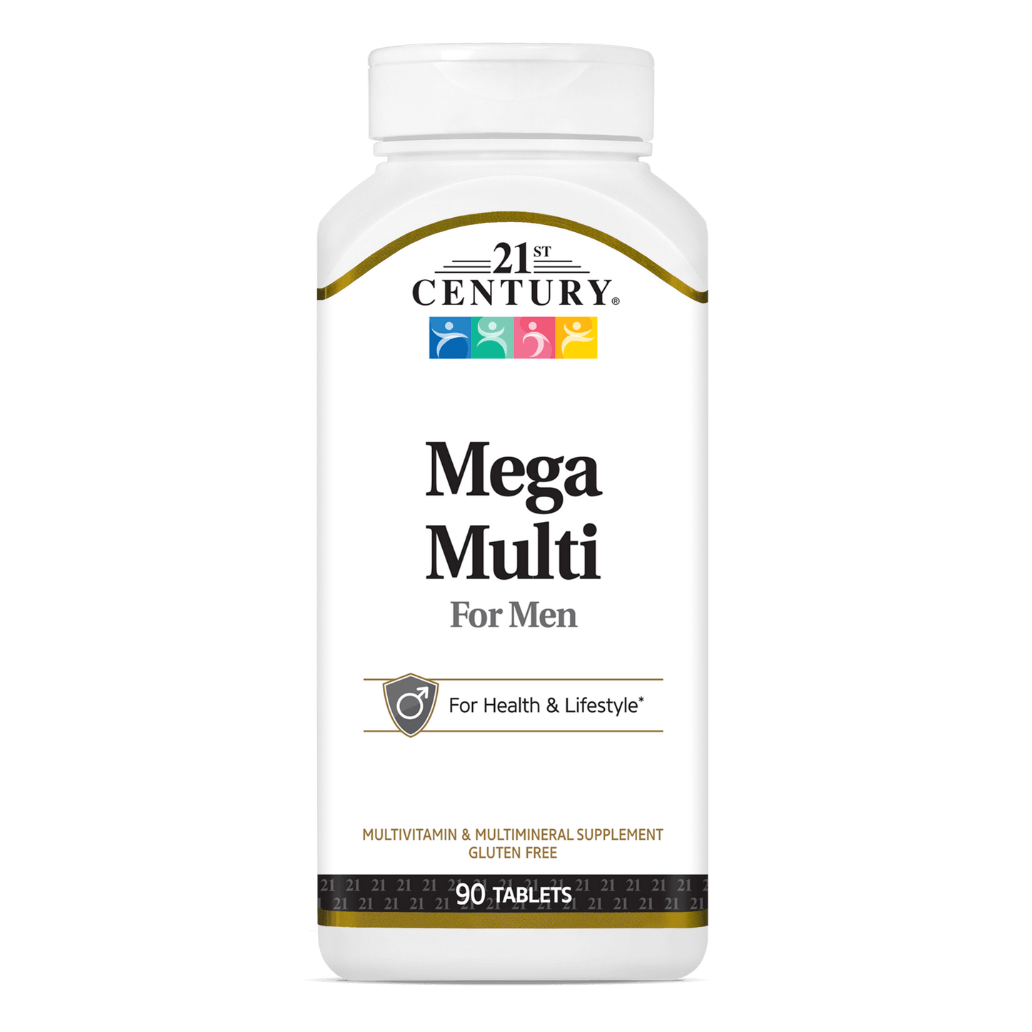 A bottle of 21st Century Mega Multi Mens Multivitamin and Multimineral tablets.