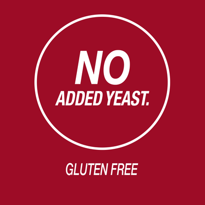 A graphic image with the words no added yeast and gluten free.