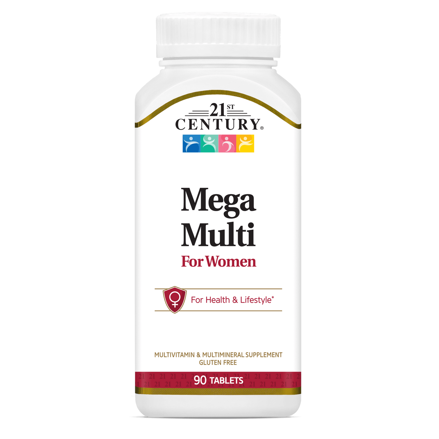 A bottle of 21st Century Mega Multi Women's Multivitamin and Multimineral tablets.