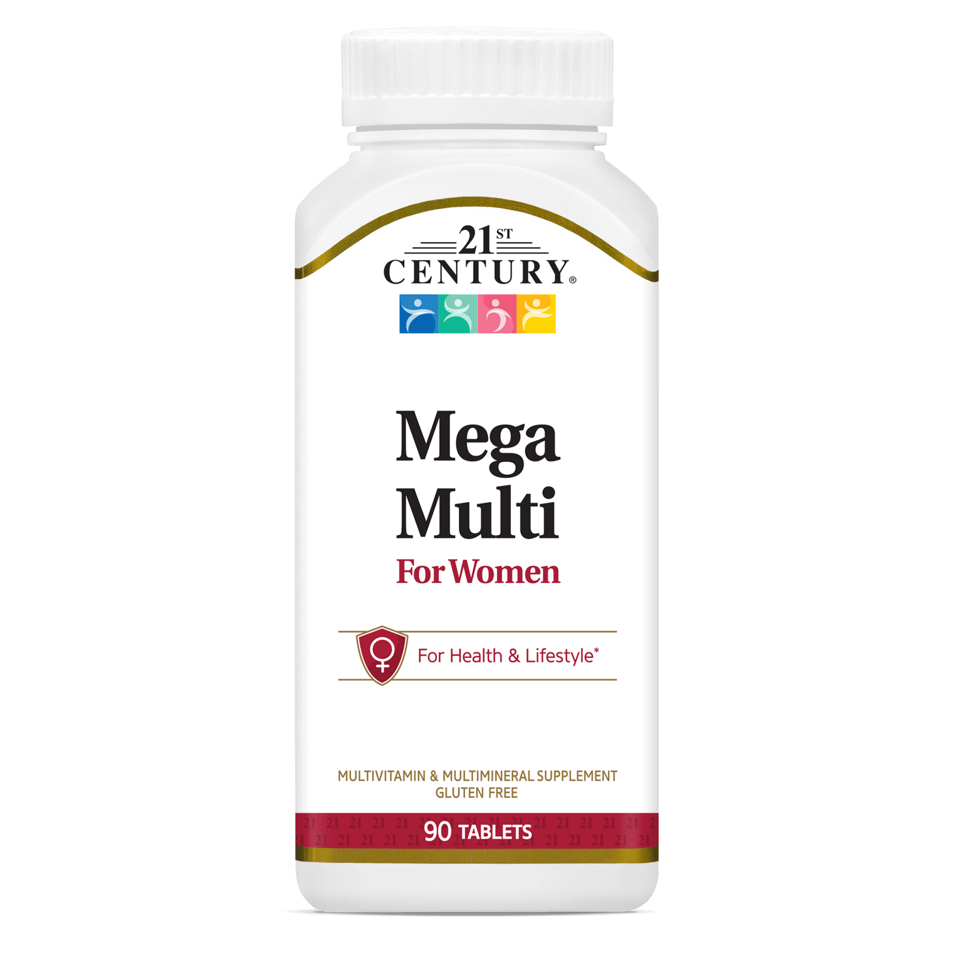 A bottle of 21st Century Mega Multi Women's Multivitamin and Multimineral tablets.