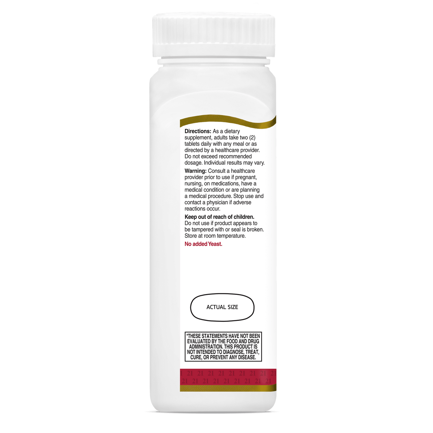 Left side bottle view of 21st Century Mega Multi Women's Multivitamin and Multimineral tablets.