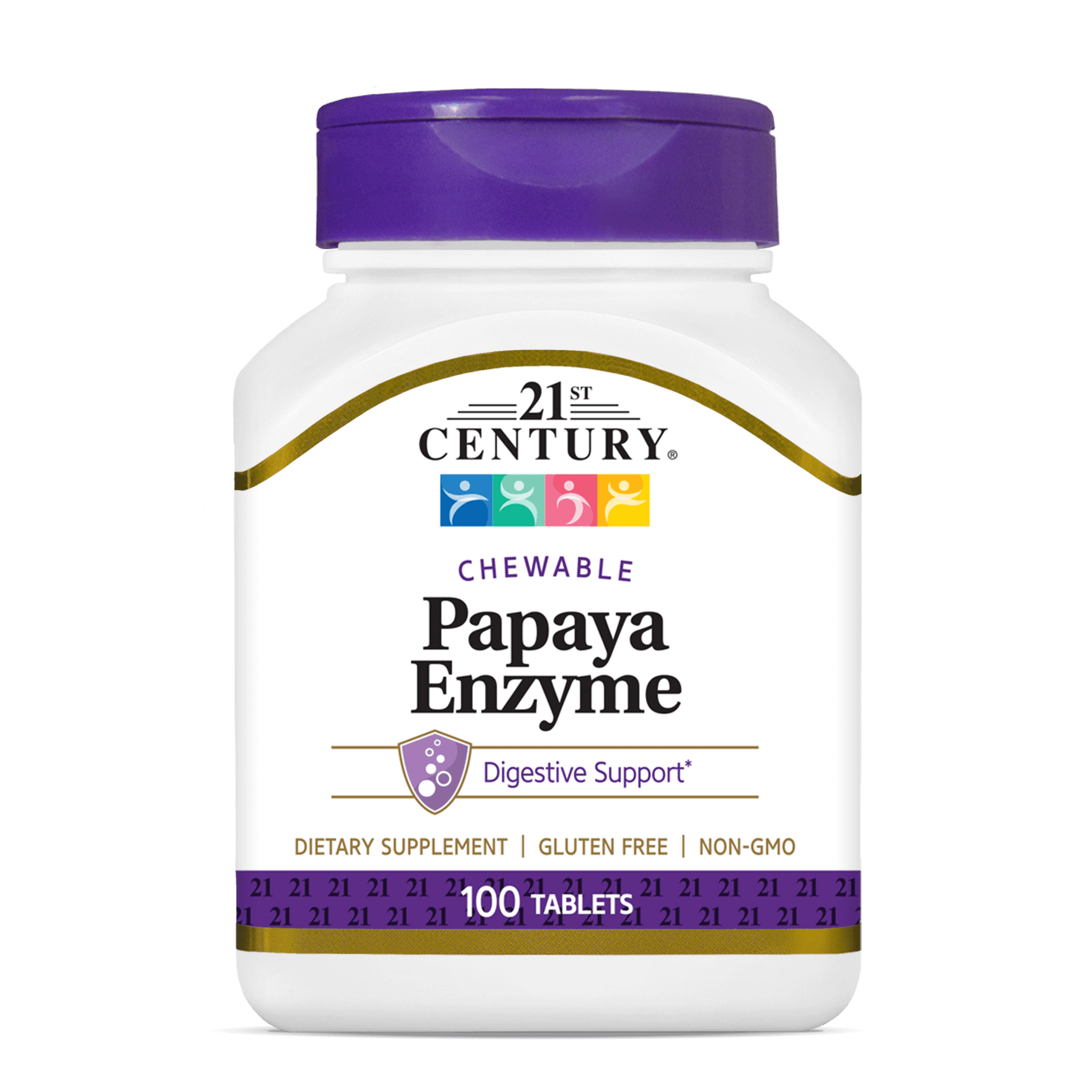 A bottle of 21st Century Papaya Enzyme chewable tablets.