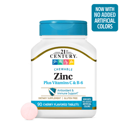 21st Century Chewable Zinc Plus Vitamins C & B-6 mineral supplement product image