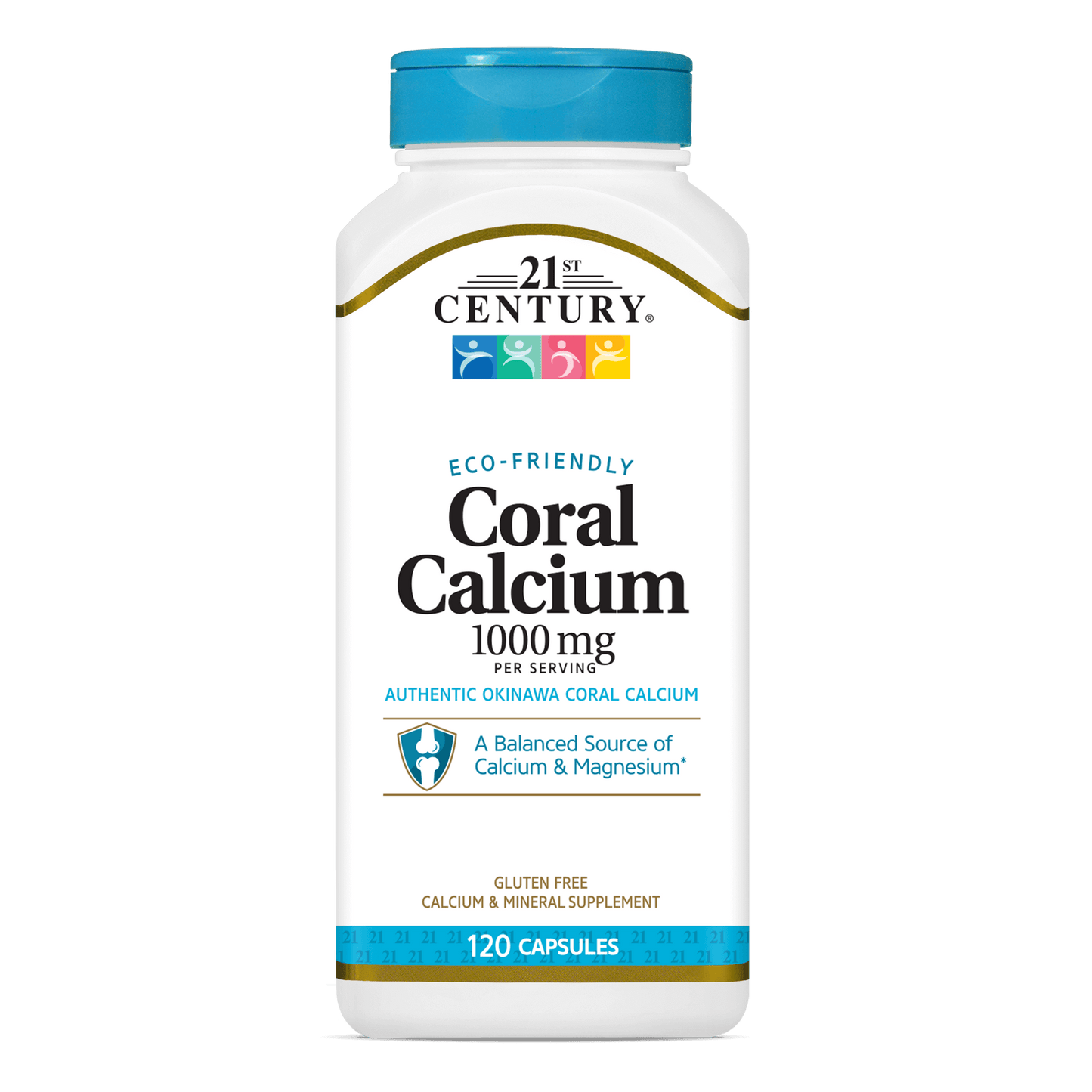 A bottle of 21st Century Coral Calcium 1000 mg per serving capsules.