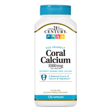 A bottle of 21st Century Coral Calcium 1000 mg per serving capsules.
