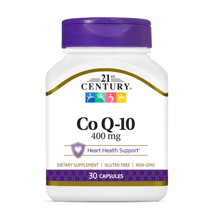 A bottle of 21st Century Co Q-10 400 mg capsules.